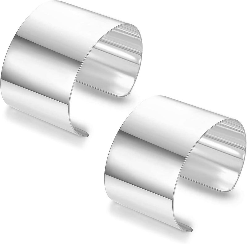 RIOSO 2 Pcs Cuff Bangle Bracelet for Women Open Wide Wire Bracelets Adjustable Wrist Cuff Wrap Bracelet - Image 1